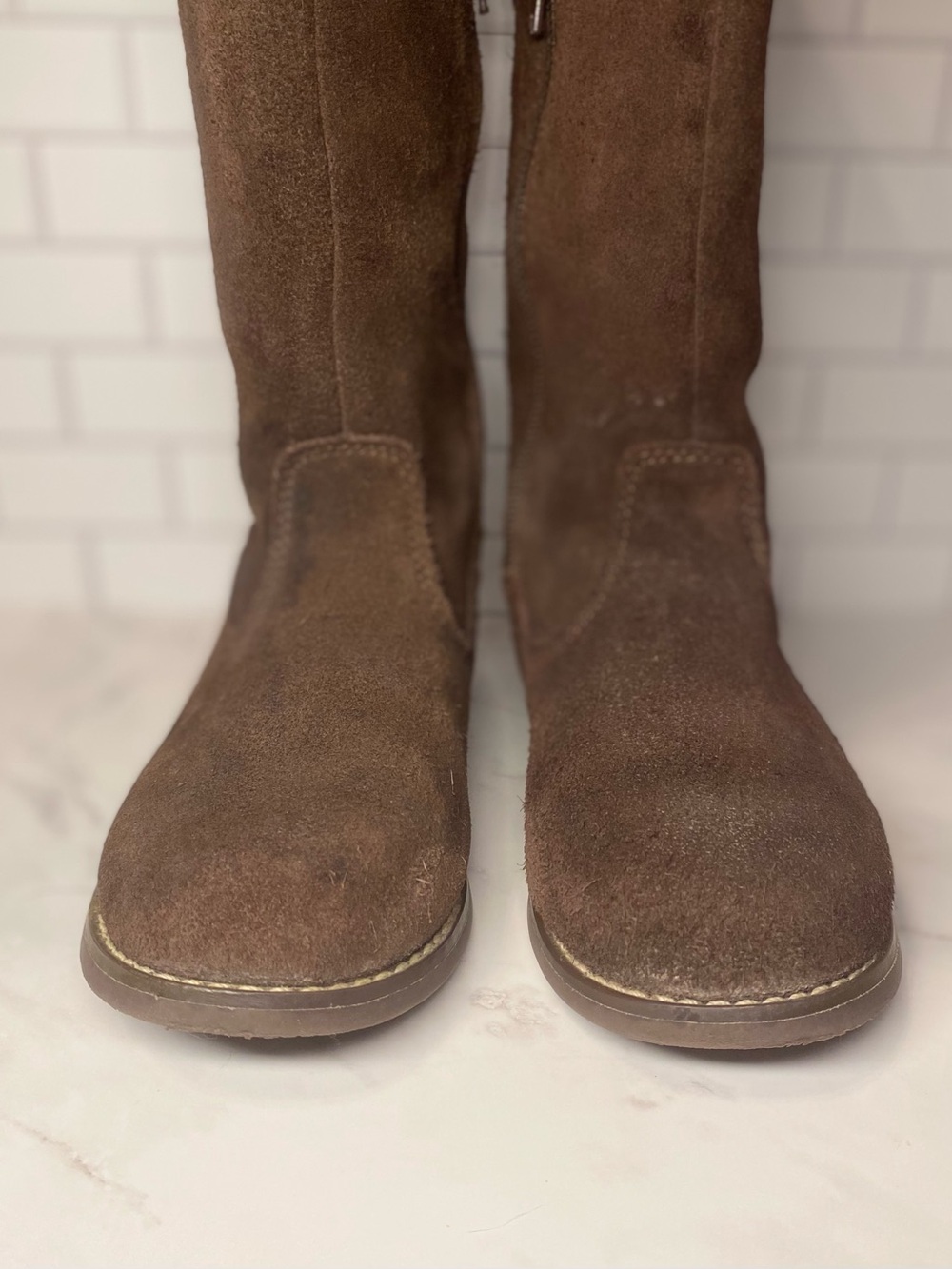 Gymboree Girls’ Chocolate Brown Genuine Suede Knee Boots with Bow Accent Size 11 - Picture 6 of 11